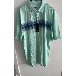 Greg Norman Men's Golf Polo shirt, XXL Aqua Striped NWT